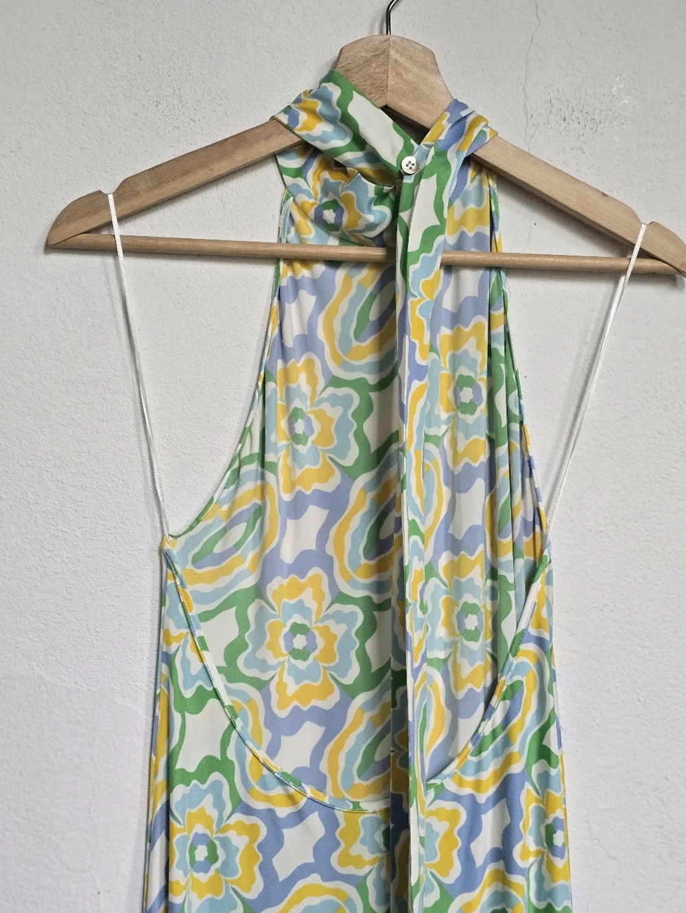 ZARA Viral Halter Maxi Dress Open Back Floral Scarf Tie Euro Summer S - Picture 9 of 17